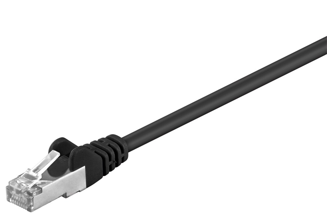 30x Goobay 68668 CAT 5e Netzwerkkabel, SF/UTP, schwarz, 15 m - Kupferummantelter Aluminiumleiter (CCA)