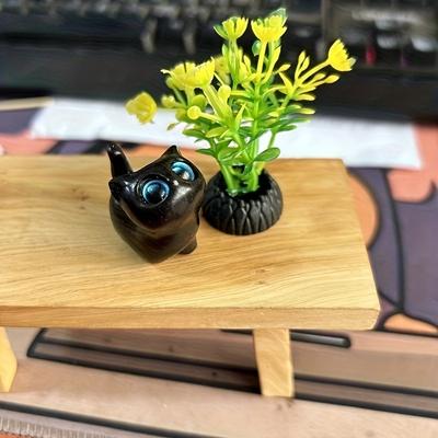 Multisell Products Hub Handcrafted Wooden Kitten Figurine Perfect Cat Decor & Gift Idea c