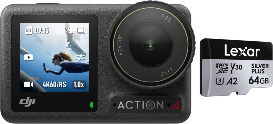 DJI Osmo Action 4 Standard Combo + Lexar Silver Plus microSDXC 64GB
