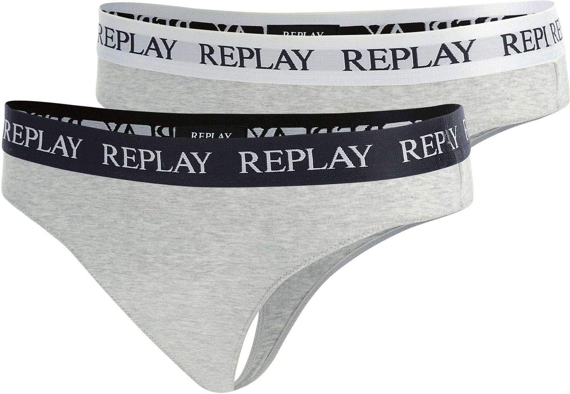 String REPLAY "String REPLAY LADY STRING Style 1 T/C 2pcs waterfall pack 2er Pack", Damen, Gr. XL, grau, Obermaterial: 50% Viskose CV. 45% Baumwolle CO. 5% Elasthan EL., Unterhosen String
