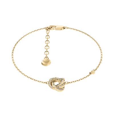Armband EMPORIO ARMANI, gold (gelbgoldfarben, kristallweiß, kristallweiß), Armbänder, Damen, 18cm, Metall, Armband, mit Zirkonia (synth.)