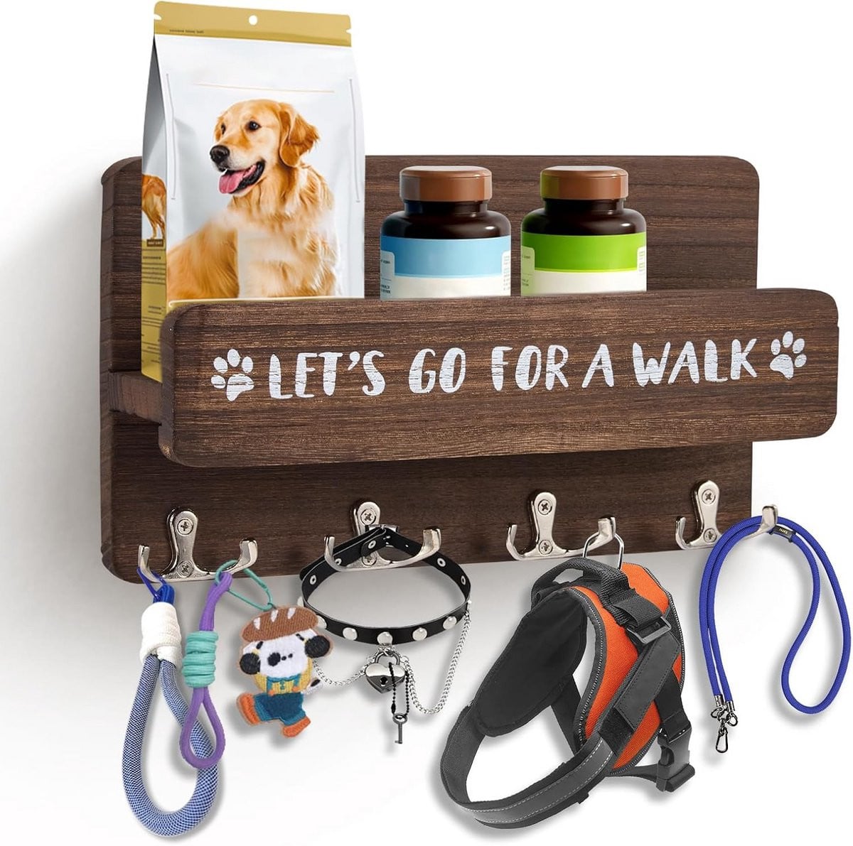 Hondenkapstok met plank - Wandhouder voor hondenriemen en accessoires