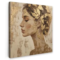 LEINWANDBILD Frau - Gold - Abstrakt - Textur Wandbild Wohnzimmer 50x50 cm