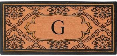 "A1 Home Collections Uriel Treated Coir Monogrammed Entry Double Door Mat 30""x 60"""
