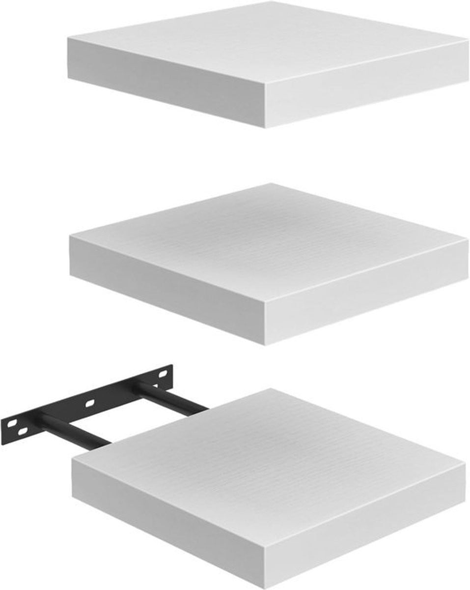 Set van 3 Zwevende Wandplanken voor Badkamer, Keuken en Hal, Zwart