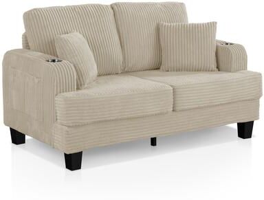 Denhour DH BASIC Modern Chenille Loveseat with Cup Holders and Side Pockets