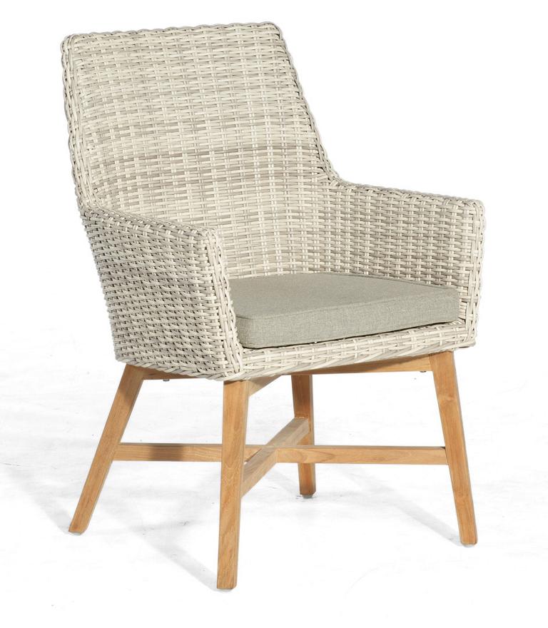 MUESING Sessel Helios Kunststoffgeflecht white-c oral/Alu/Teak inkl. Kissen SonnenPartner 16906064