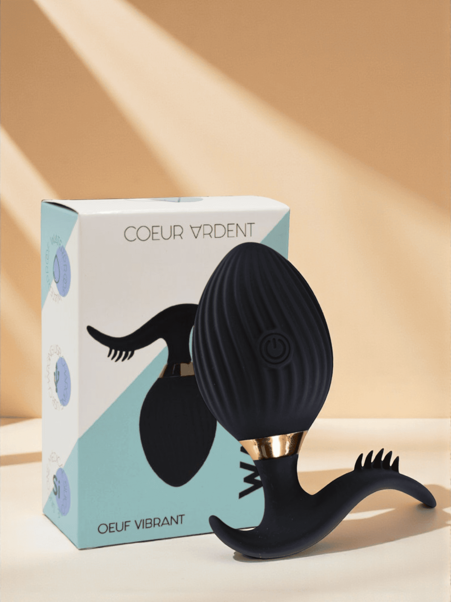 Coeur Ardent WAVE +, Un Œuf vibrant noir USB avec stimulation clitoridienne, doté d'une télécommande