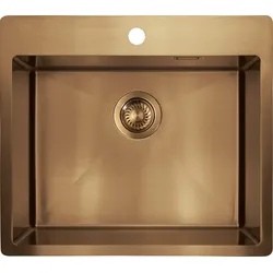 Neuesbad Edelstahlspülen, Gebürstet Braun, 1-Becken, 550x505x200 mit Befestigungs NB1DEZPOC10B1