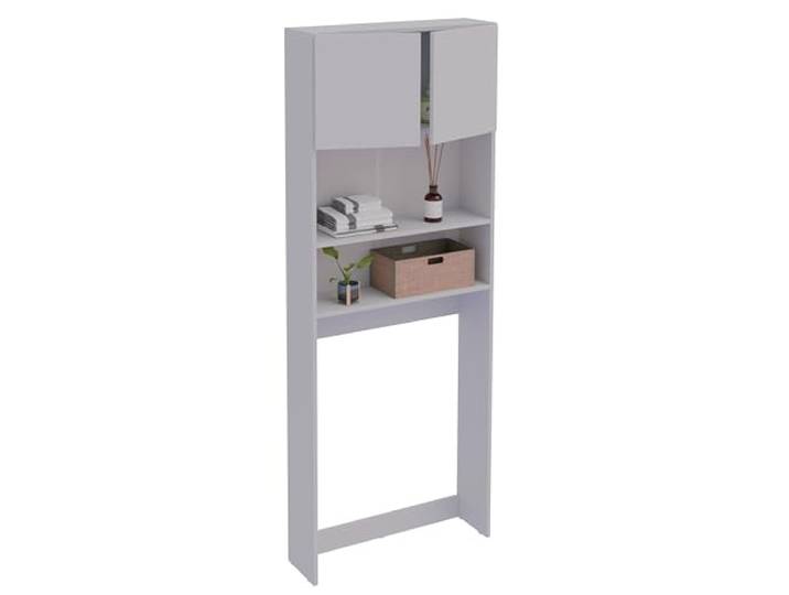VCM Badmöbel Waschmaschinenschrank Weiß 70x21x182 cm 2 Türen 3 Fächer Verstaut Waschmittel, Handtücher und Kosmetik übersichtlich - im Hauswirtschaftsraum - für Familien - Holzwerkstoff
