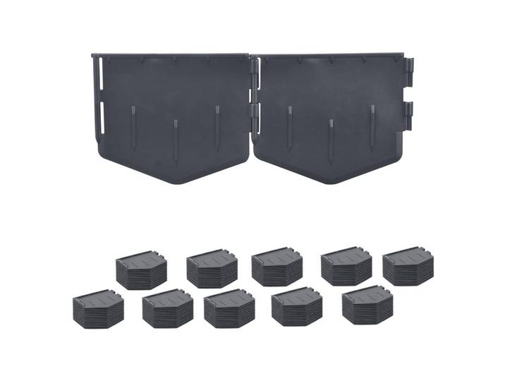 Relaxdays Rasenkante Schwarz Kunststoff 175er-Set 26,7 m, 16x1x1 cm, Gartenzubehör, Hochbeet