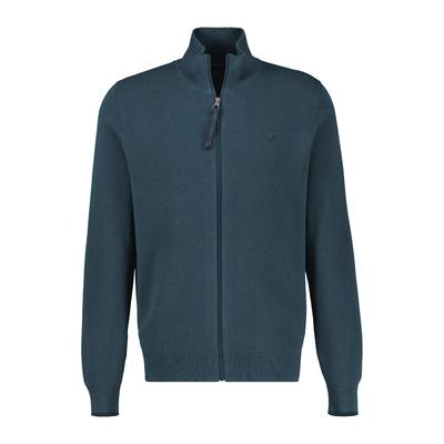 Strickjacke LERROS "Dezent gestaltete Strickjacke in 2-Tone-Optik, große Größen", Herren, Gr. 3XL, blau (cedar grün), 100% Baumwolle, Strickjacken Strickjacke