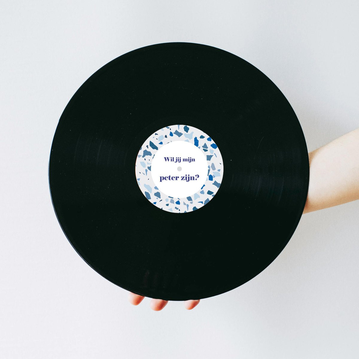 Vinylplaat Blue Terrazzo Design - Wil jij mijn peter zijn - Muziek cadeau
