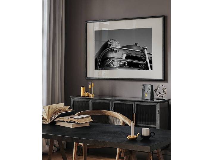 Tableau déco Classic Car B&W Cadre : hêtre massif verni Fixation : plexiglas Multicolore 73 x 93cm