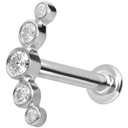 14 Karat Gold Labret mit Innengewinde MOISSANIT-BOGEN