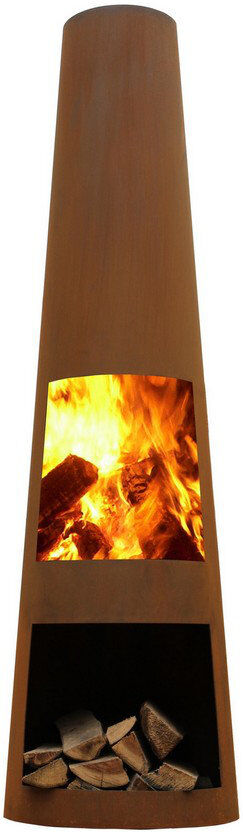 Dakota Fields Ajourni Tapered Steel Wood Burning Chimnea Brown 120cm H X 35cm W X 35cm D