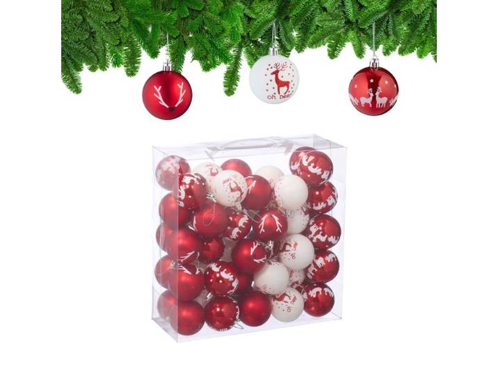 Relaxdays Weihnachtskugeln Rentier 50er Set