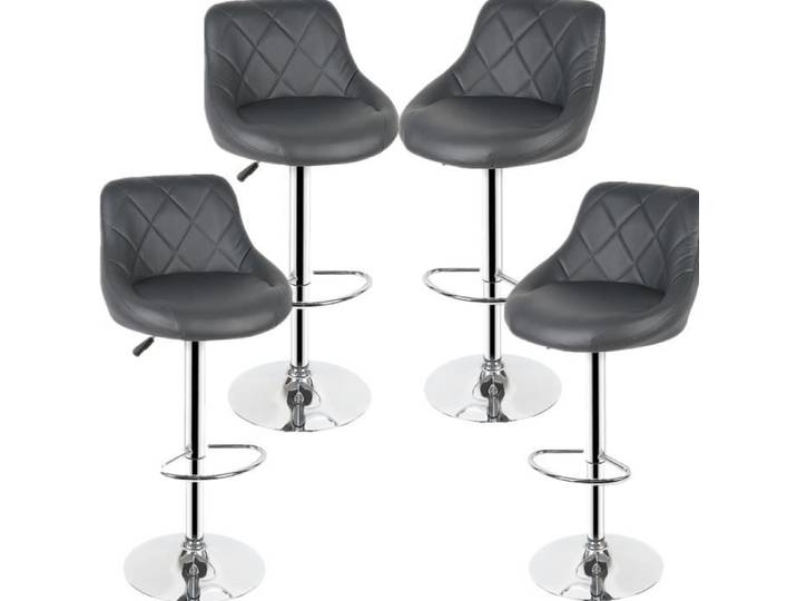 Tabourets de Bar - OUISTORE - Lot de 4 - Style Contemporain - Hauteur Réglable - Gris