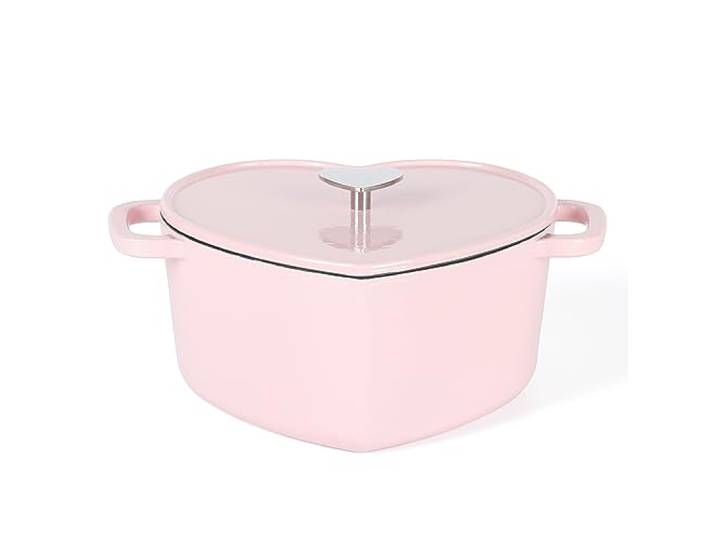 Martha Stewart Schmortopf aus emailliertem Gusseisen, herzförmig, 4 l, Rosa