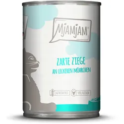 MJAMJAM Leckere Mahlzeit 400g Dose Katzennassfutter Sparpaket 12 x 400 Gramm zarte Ziege an leckeren Möhrchen
