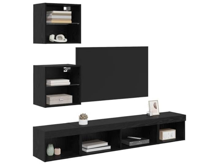 vidaXL TV Wand Einheiten mit LED 5 STK. Schwarz Eichen-Optik