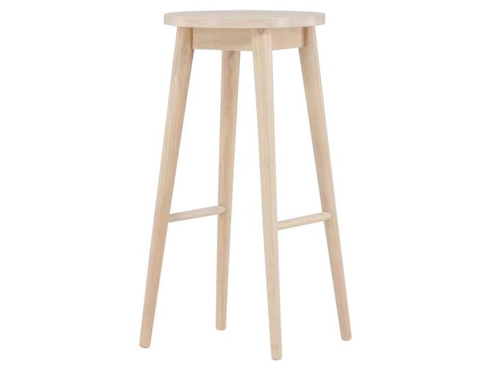 Livetastic Barhocker-Set, Weiß, Holz, Kautschukholz, massiv, zylindrisch, 36x75x36 cm, Esszimmer, Barmöbel, Barhocker