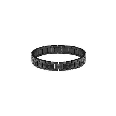 Gliederarmband BOSS "BOSS EMBLEM", schwarz, Armbänder, Herren, 21cm, Edelstahl, Gliederarmband