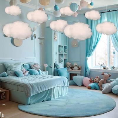 Dreamy Floating Cloud Ceiling Decor Set 3D Artificial Cloud Room Decoration b