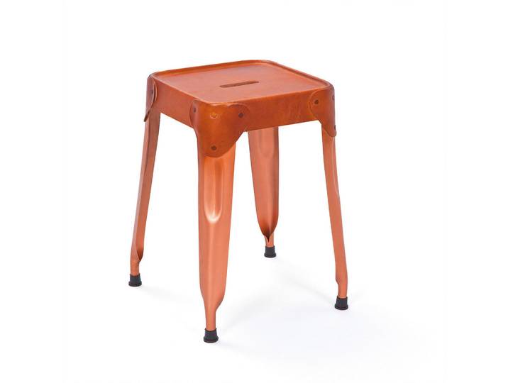 Mid.you Hockerset, Braun, Kupfer, Metall, 4-teilig, quadratisch, 35x45x35 cm, stapelbar, Wohnzimmer, Hocker, Sitzhocker