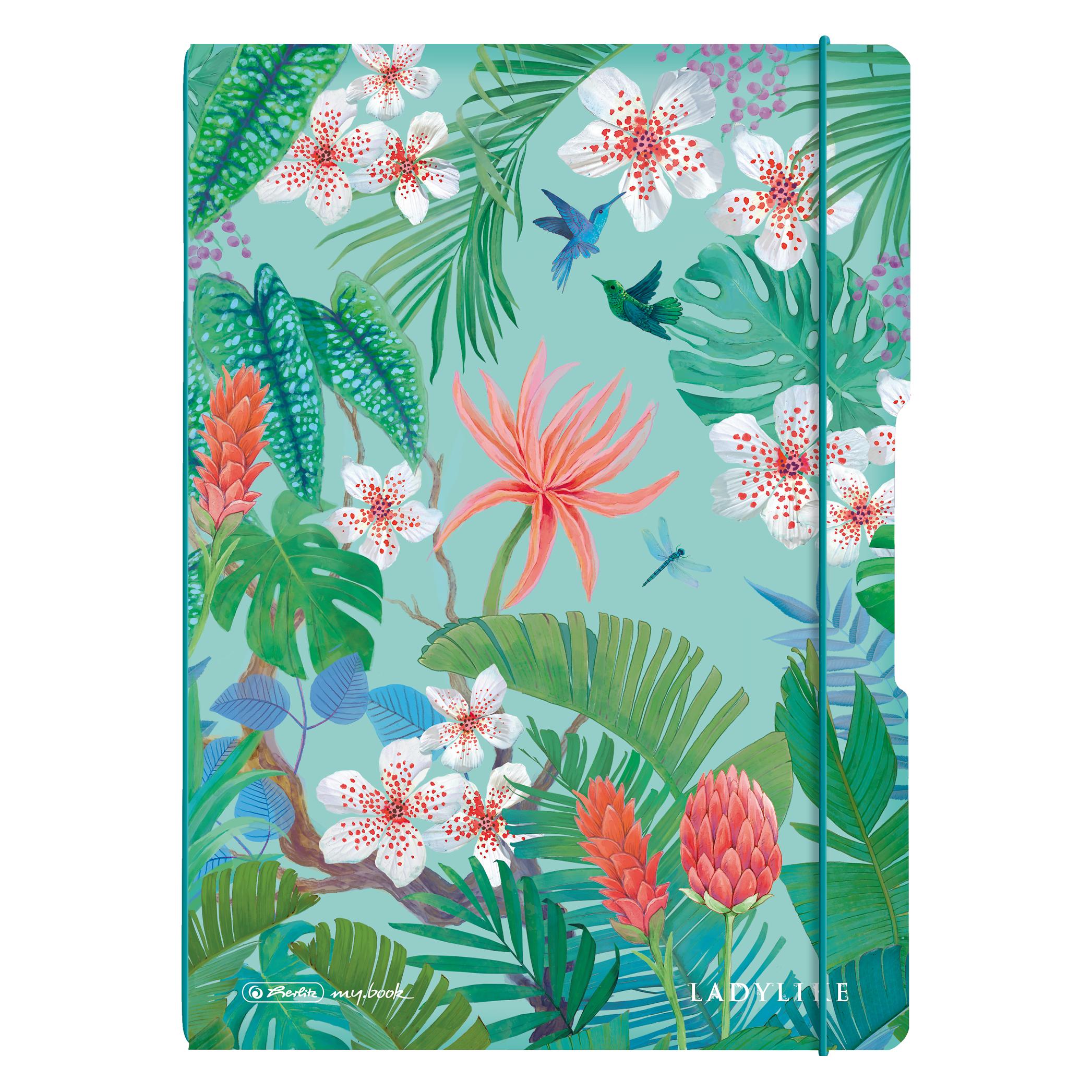 Herlitz Ladylike Jungle Notizbuch A4 80 Blätter Grün (A4, Liniert, Weicher Einband) (50044320)