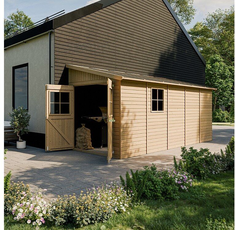 Timbela Houten tuinschuurtje zonder vloer (3 wanden) - 9.91m² - M341