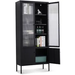 Coemo Vitrine Tokio schwarz 80x35x180cm Metall Glastüren