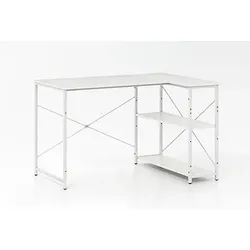Produktname: COSTWAY L-Schreibtisch, reversible Eck-Schreibtisch mit verstellbarem Regal & Metallgestell, Holz-Computertisch, Bürotisch