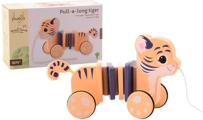 Jouéco Giocattolo in legno da tirare a forma di tigre