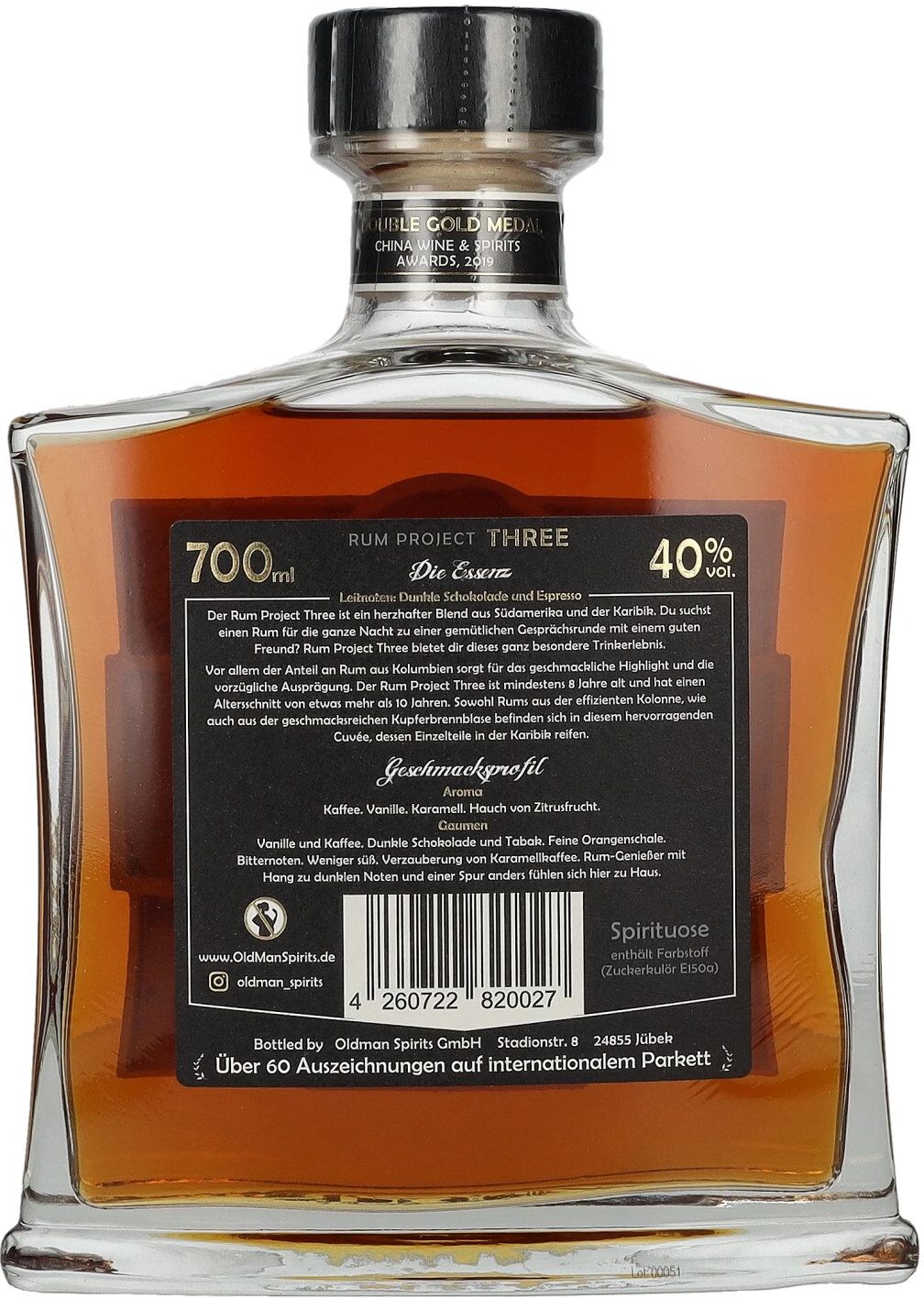 Oldman Spirits Old Man Rum Project THREE Dark Expression 40% Vol. 0,7l