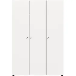 KLEIDERSCHRANK weiß 3-türig 120 cm, Drehtürenschrank mit zusätzlichen Einlegeböden
