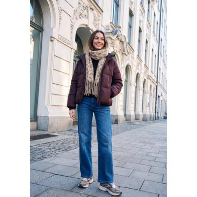Schal STREET ONE STUDIO, Damen, Gr. onesize, beige (creamed sand), Stoff, 100% Polyester, Modetücher Schal, mit Leo-Muster