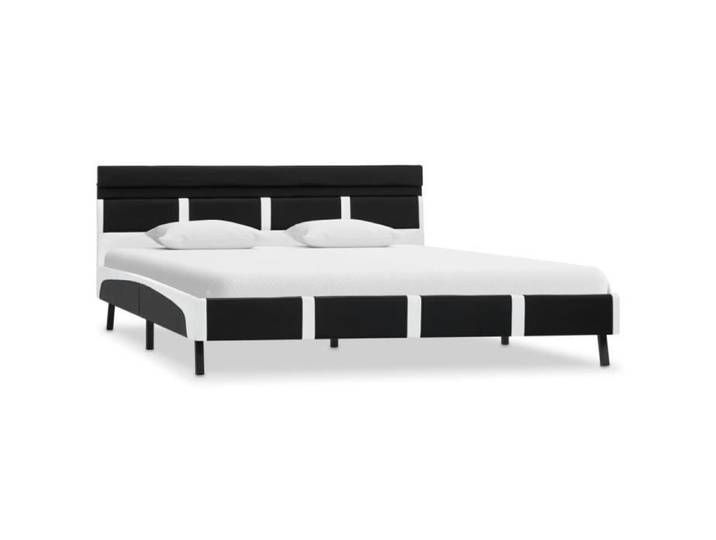 JIN-JP Cadre de lit avec LED Noir Similicuir 160 x 200 cm - HAUTE QUALITÉ - DX11039