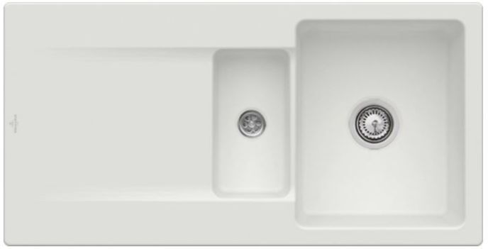 Villeroy und Boch Villeroy & Boch Siluet Einbauspüle 333701SM mit Ablaufgarnitur und Handbetätigung, Steam