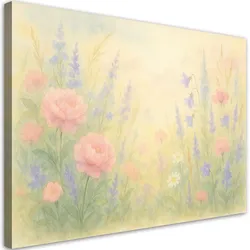 LEINWANDBILD Wildblumen im Nebel 120x80cm