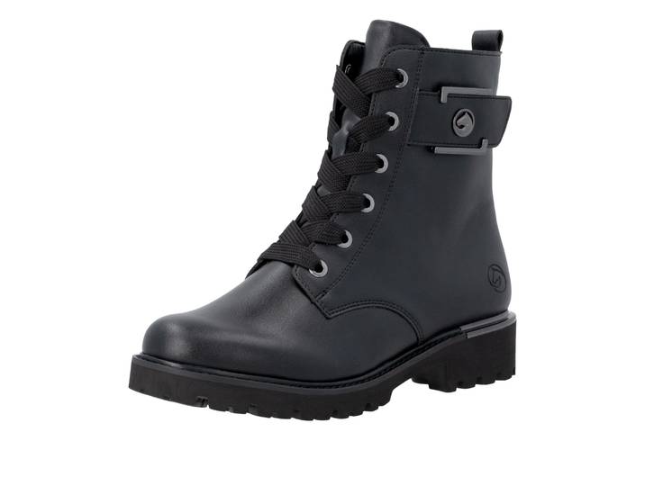 Schnürstiefelette REMONTE, Damen, Gr. 45, schwarz, Lederimitat, Schuhe Schnürstiefelette, Schnürboots, Workerboots mit Profilsohle