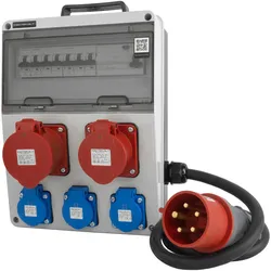 Baustromverteiler CAS-S/FI 3x230V CEE 32A 16A Stromverteiler mit Kabel und Stecker Doktorvolt DV-8133-F