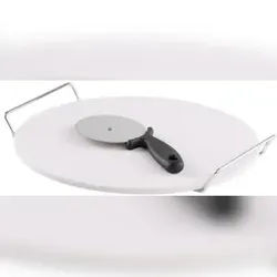 CHEGFASTRO PIZZA STEIN | Ø 33 cm x 1 cm | perfekt für Pizza, Calzone, Fladenbrot und Kekse | inklusive Cutter | Cordierit-Stein