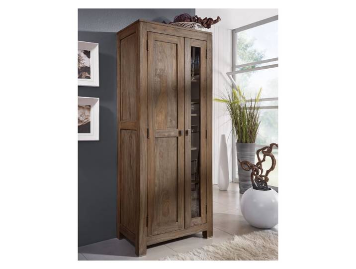 Schrank Sheesham 70x45x180  grau geölt NATURE GREY #0125