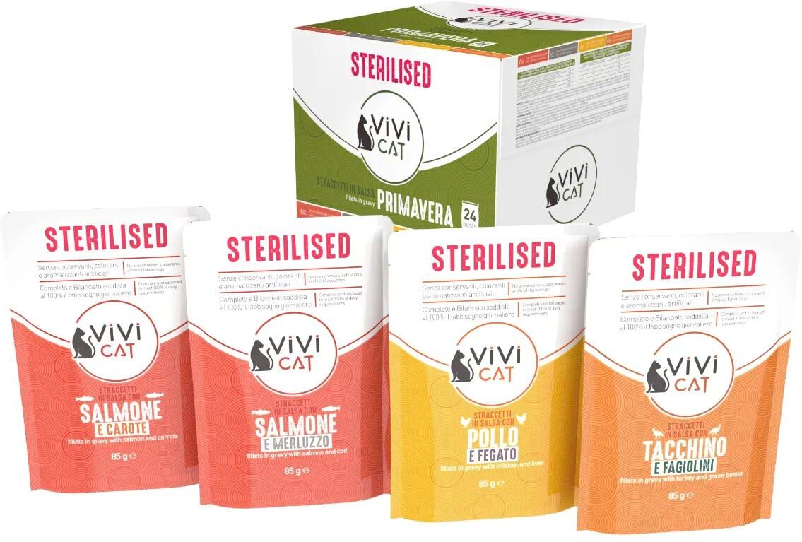 ViVi Cat Sterilised Busta Mix Carne e Pesce KIT RISPARMIO 48X85G