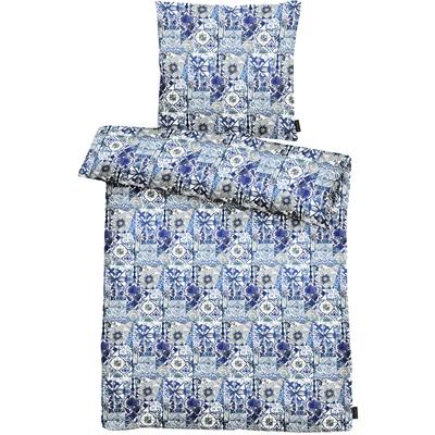 Bettwäsche APELT "Azzuro", blau, B/L: 135cm x 200cm, 1 Stk., 1 Stk., Satin (Bio-Baumwolle), B/L: 80cm x 80cm, Satin (Bio-Baumwolle), Obermaterial: 100% Baumwolle, Bettwäsche, Bettwäsche, Handgemalte blau-weiße Kacheln im Amalfi-Style