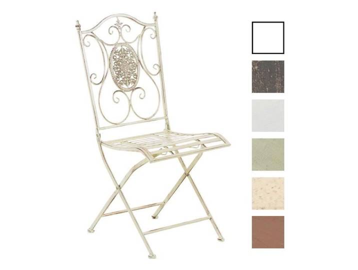 CLP Chaise de Jardin pliable en Métal Sibell en Fer forgé solide et résistante Crème antique