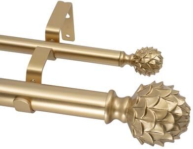 MERIVILLE 1-Inch Diameter Double Window Curtain Rod, Artichoke Finial