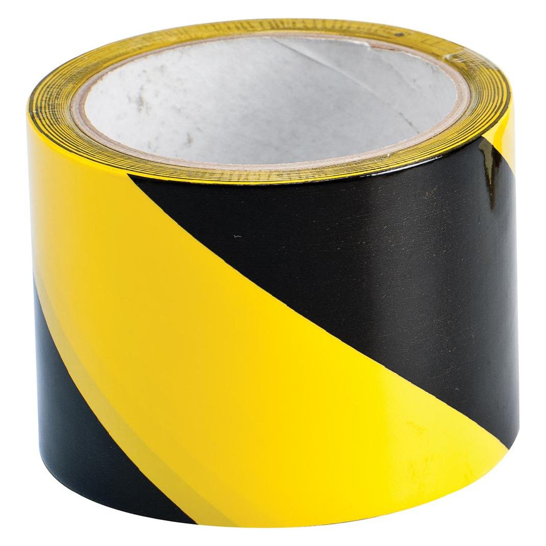 Brady WS8V-BK/YL, B-7530, selbstklebendes Warnband, PVC, Schwarz/Gelb, 75mm x 33m, permanent (1 Ro (255313)