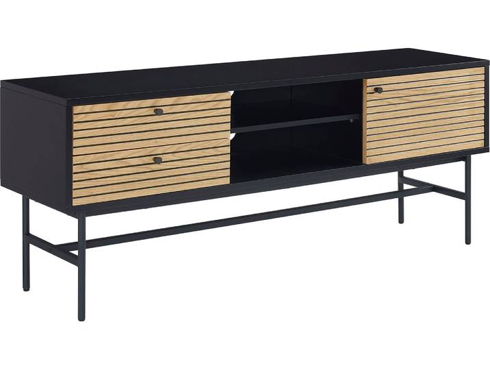 Lowboard SALESFEVER Torsby Stilvolle TV-Kommode für Ihr Wohnzimmer , beige (natur), B:150cm H:60cm T:40cm, Furnier, MDF, Metall, Sideboards, Lowboard, Kommode: Stil trifft auf praktische Kabelorganisation